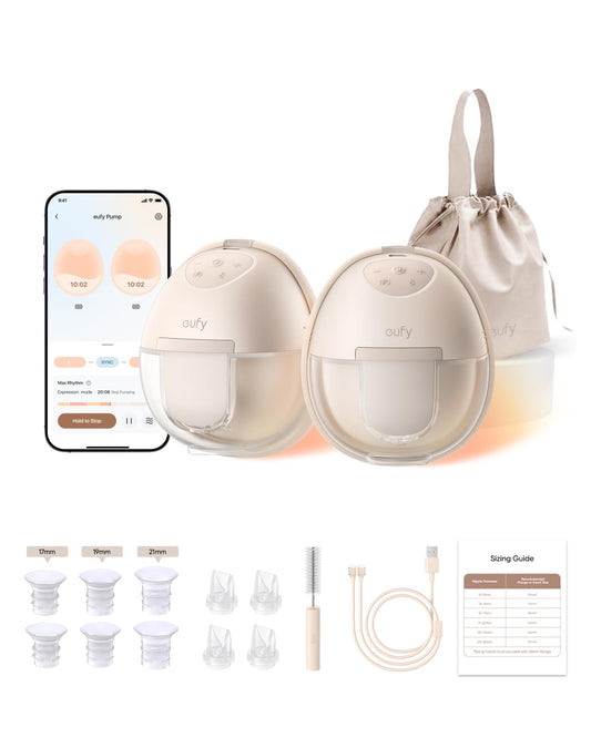 eufy Security Breast Pump S1 Pro, Heated Wearable, Slim Hands-Free with Industry-Leading HeatFlow Tech, Wireless Charging Case, App-Controlled OptiRhythm, Hospital-Grade Suction, in-Bra Use