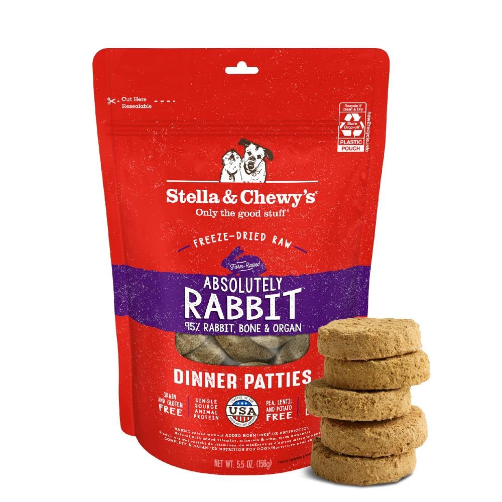 Stella & Chewy's Freeze-Dried Raw Dinner Patties - Dandy Lamb Recipe - High Protein Grain-Free Puppy & Dog Food - Perfect For Picky Eaters - 5.5 oz