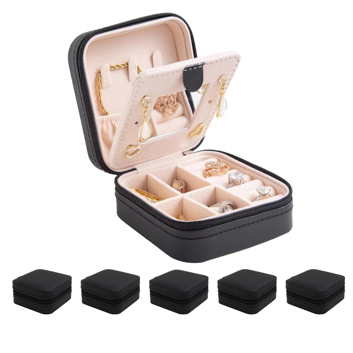 KElofoN Travel jewelry case Travel jewelry box Travel Jewelry Organizer Small box Gift for Girls Women with Mirror(Green)