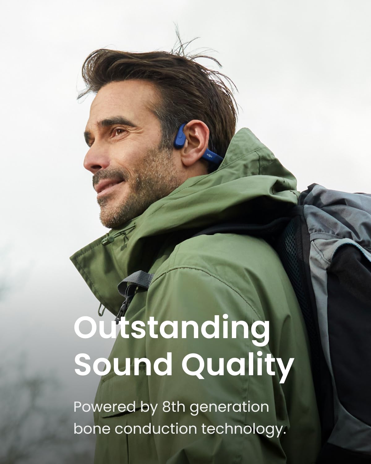 SHOKZ OpenRun Bone Conduction Headphones,Open-Ear Bluetooth Wireless Sport Headphones for Running & Workout,Sweat Resistant, Long 8H Playtime,Mic,Hair Band-Standard-Black