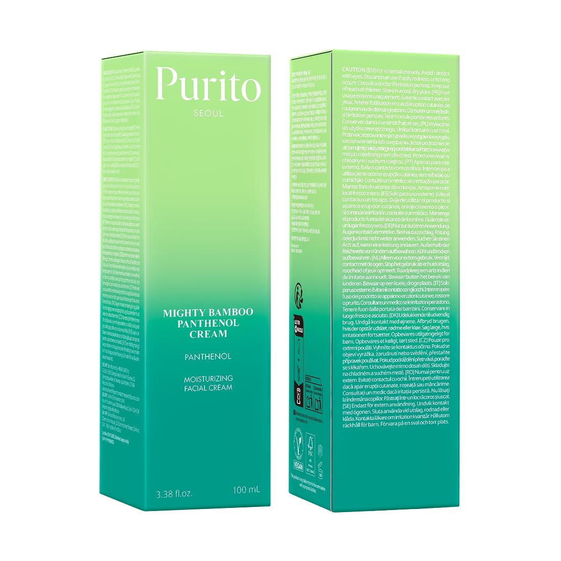 PURITO Post-Acne Moisturizer, Recovery & Glow Boost, Silicone-Free, Non-Comedogenic, Vegan, Korean Skincare, Mighty Bamboo Panthenol Cream, 3.38 fl oz / 100ml