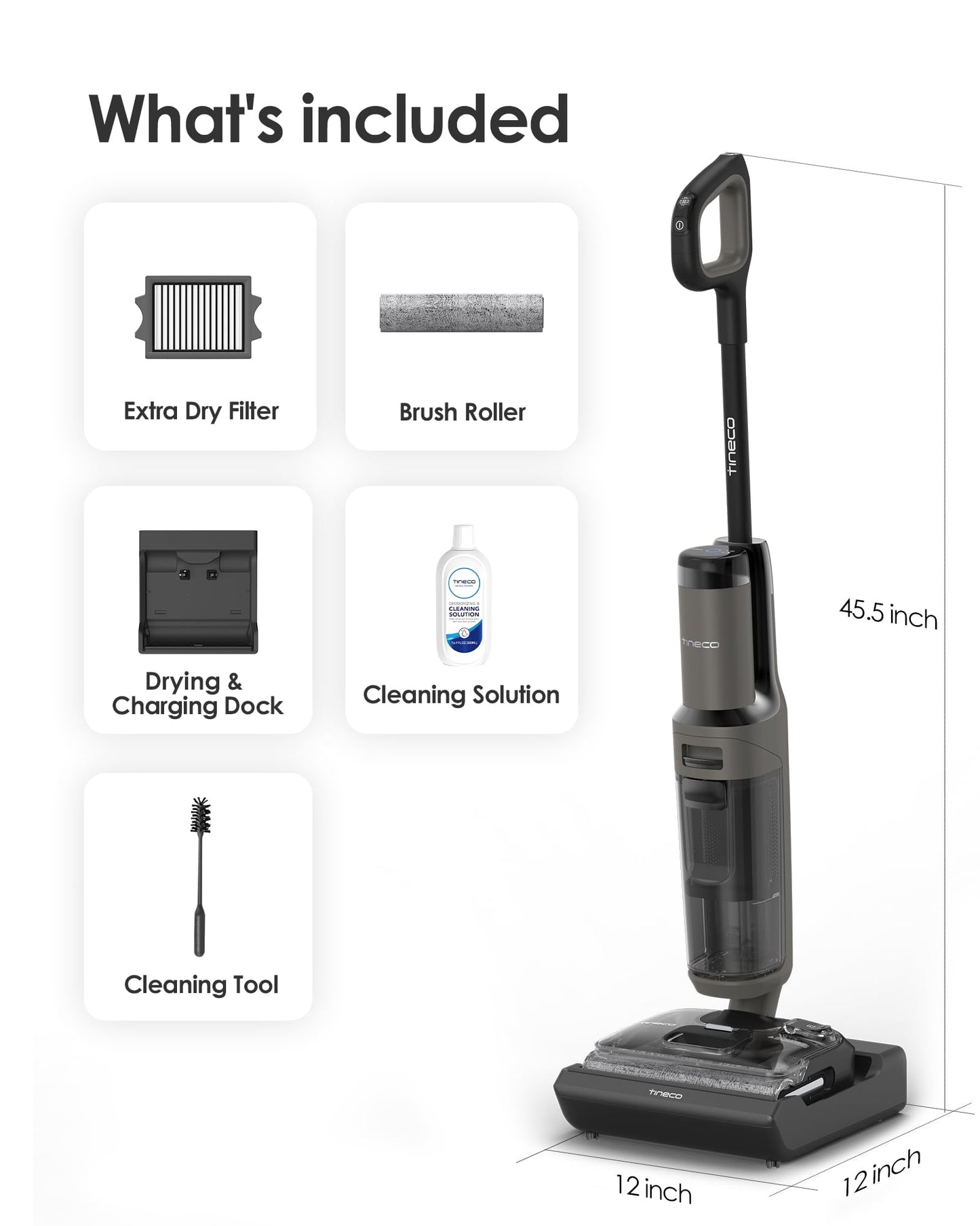 Tineco iFLOOR 3 Breeze Complete Wet Dry Vacuum Cordless Floor Cleaner and Mop One-Step Cleaning for Hard Floors