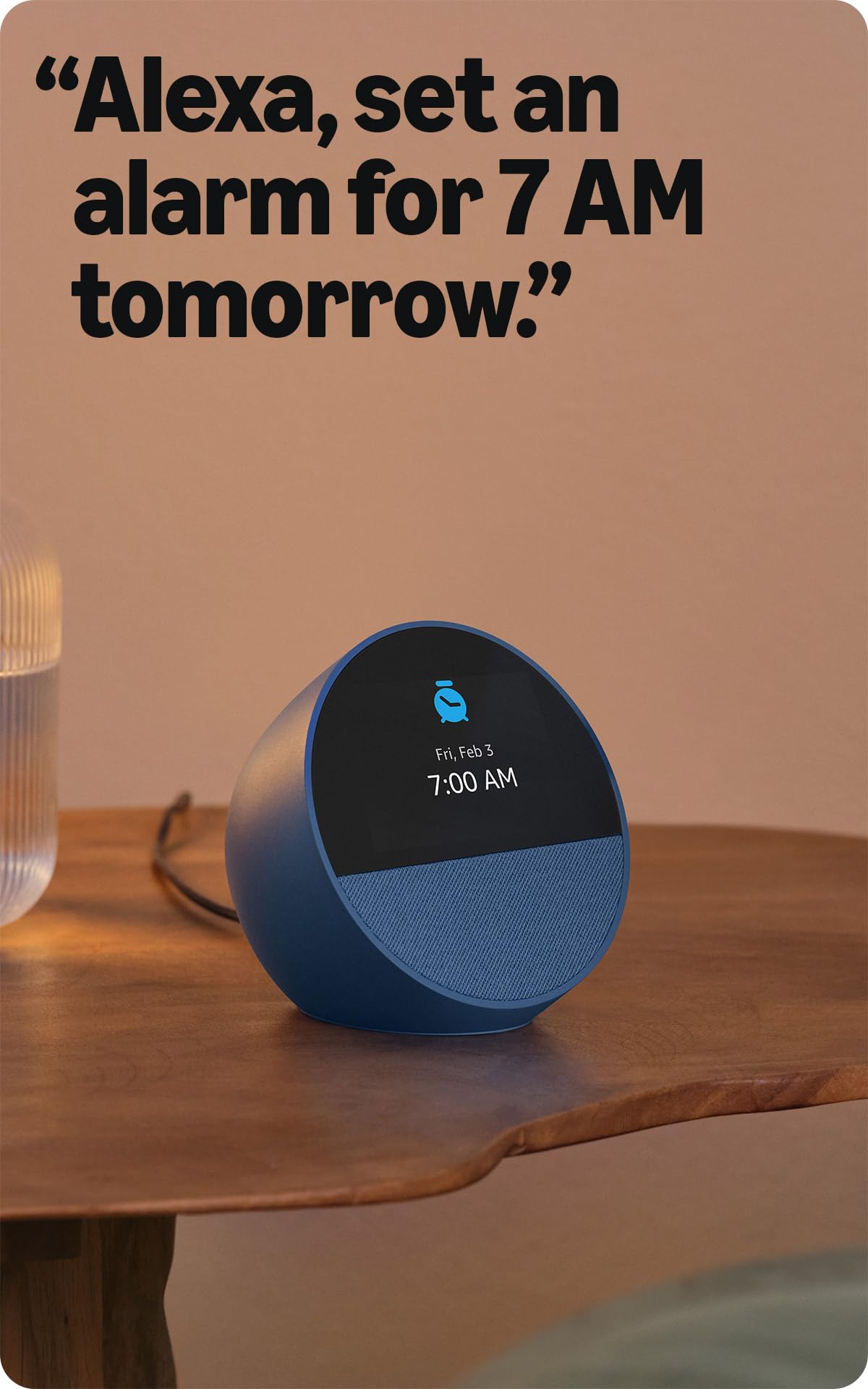 Amazon Echo Spot (newest model), Great for nightstands, offices and kitchens, Smart alarm clock with Alexa+ Early Access, Black