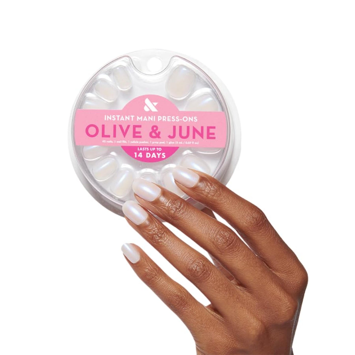 Olive & June Instant Mani Press On Nails (Glue) | 42 Fake Nails, 21 Sizes | Non-Toxic, Long-Lasting | Recycled Materials | Realistic Look