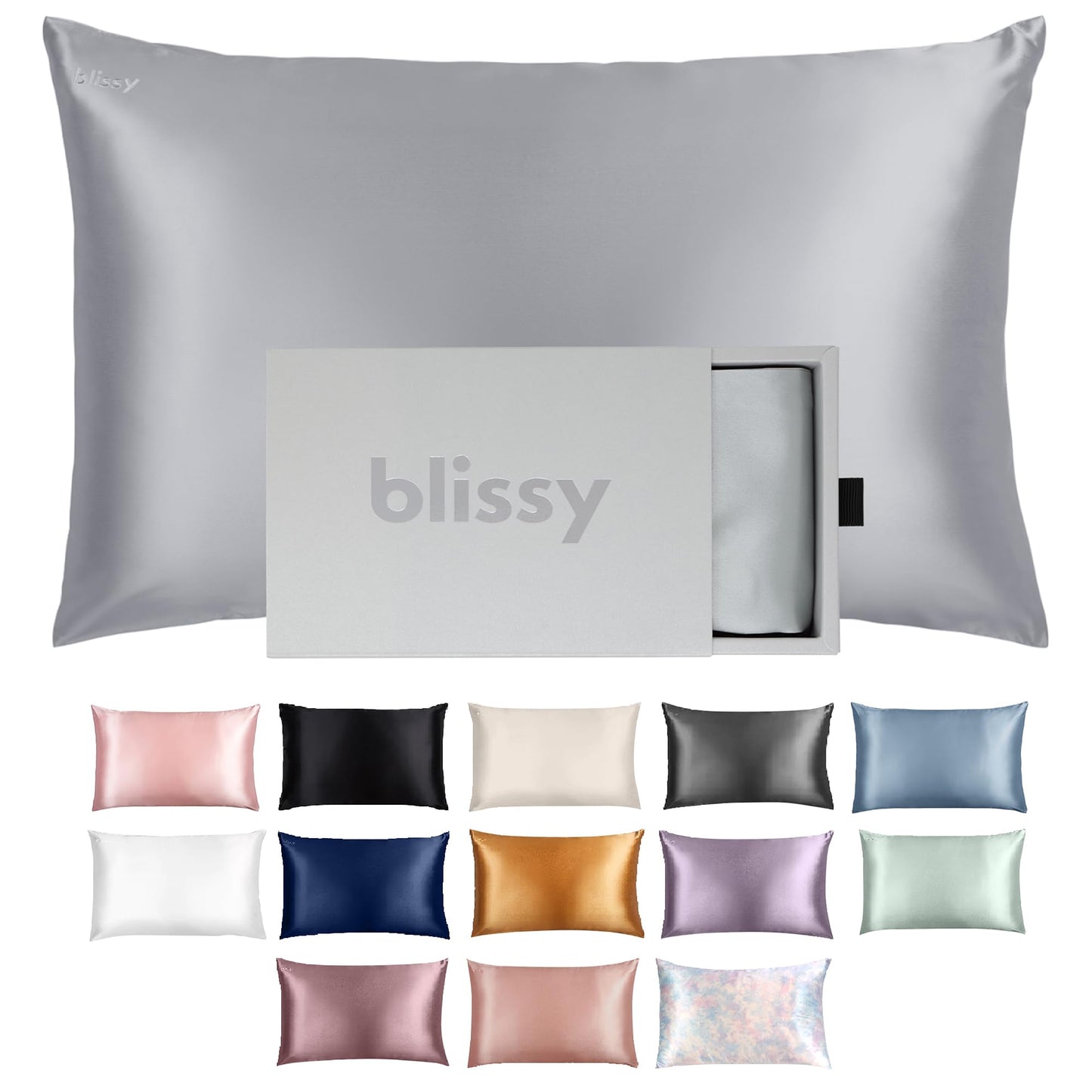 Blissy Silk Pillowcase - 100% Pure Mulberry Silk - 22 Momme 6A High-Grade Fibers - Silk Pillow Cover for Hair & Skin - Regular, Queen & King (Blissy White, Standard)