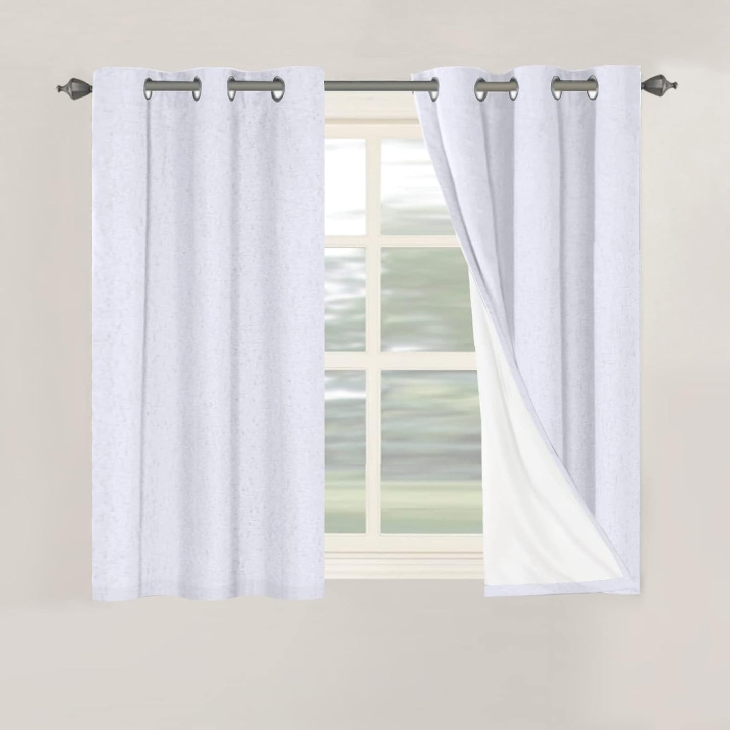 H.VERSAILTEXLinen-Polyester Curtains 100%Blackout Curtains for Bedroom 96"Long Full Light Blocking Nature Linen-Polyester Blended Window Curtains for LivingRoomNickel Grommet(2Panels,HeatheredNatural)