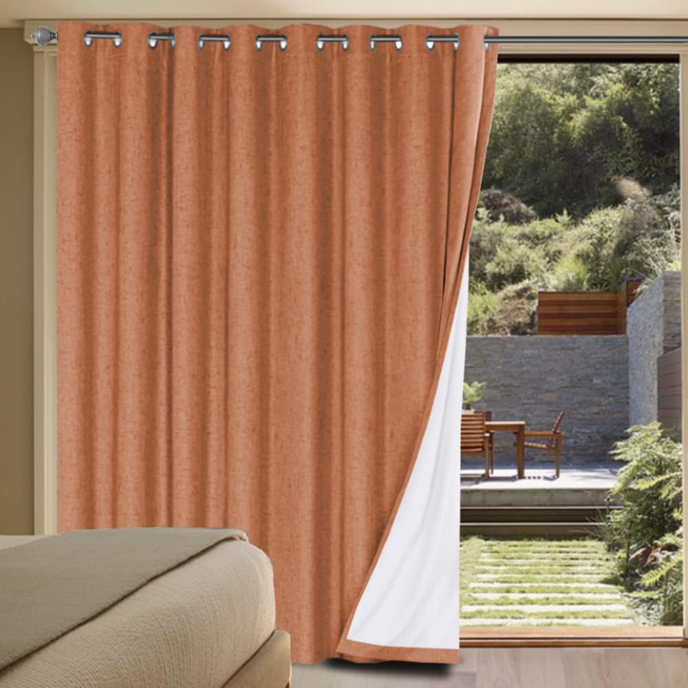 H.VERSAILTEXLinen-Polyester Curtains 100%Blackout Curtains for Bedroom 96"Long Full Light Blocking Nature Linen-Polyester Blended Window Curtains for LivingRoomNickel Grommet(2Panels,HeatheredNatural)