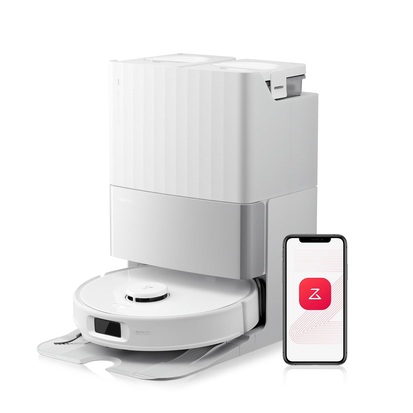 Roborock Qrevo Edge S5A Robot Vacuum and Mop, 18,500Pa, Zero-Tangling, DuoDivide Main Brush, FlexiArm Side Brush, Hot Water Mop Washing & Self-Cleaning, Warm Air Drying, Self-Emptying, Black