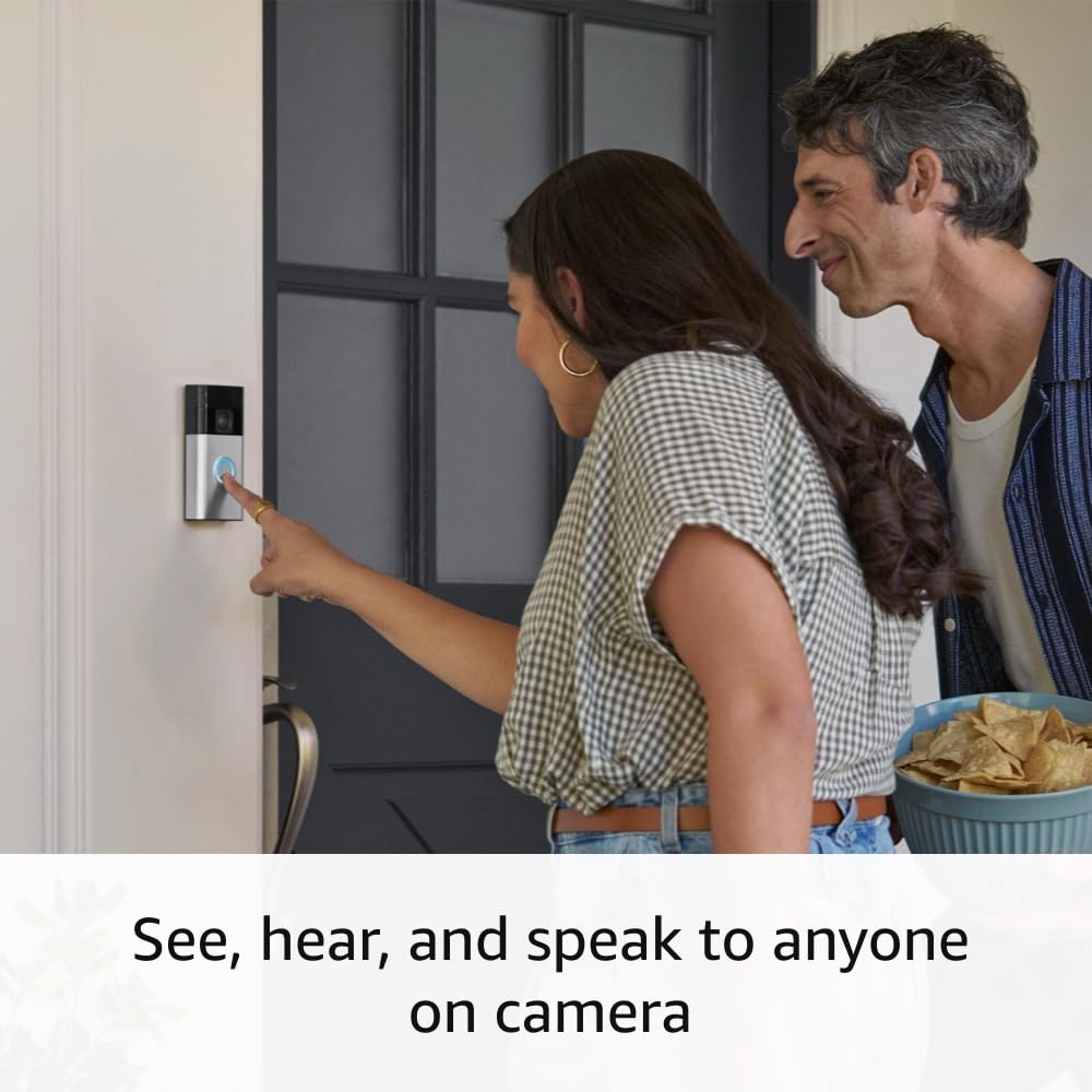 Ring Battery Doorbell | Home or business security with Head-to-Toe Video, Live View with Two-Way Talk, and Motion Detection & Alerts, Satin Nickel