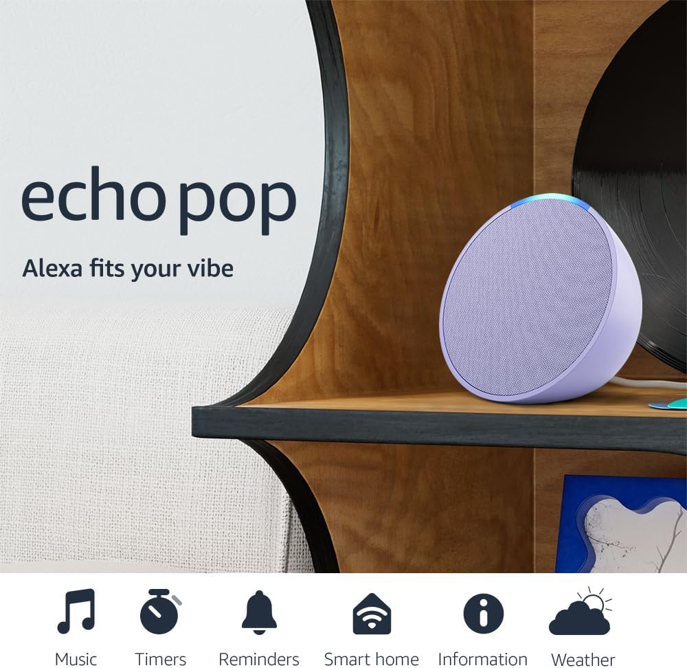 Amazon Echo Pop (newest model), Our smallest speaker with Alexa+ Early Access, Fits in any room, Charcoal