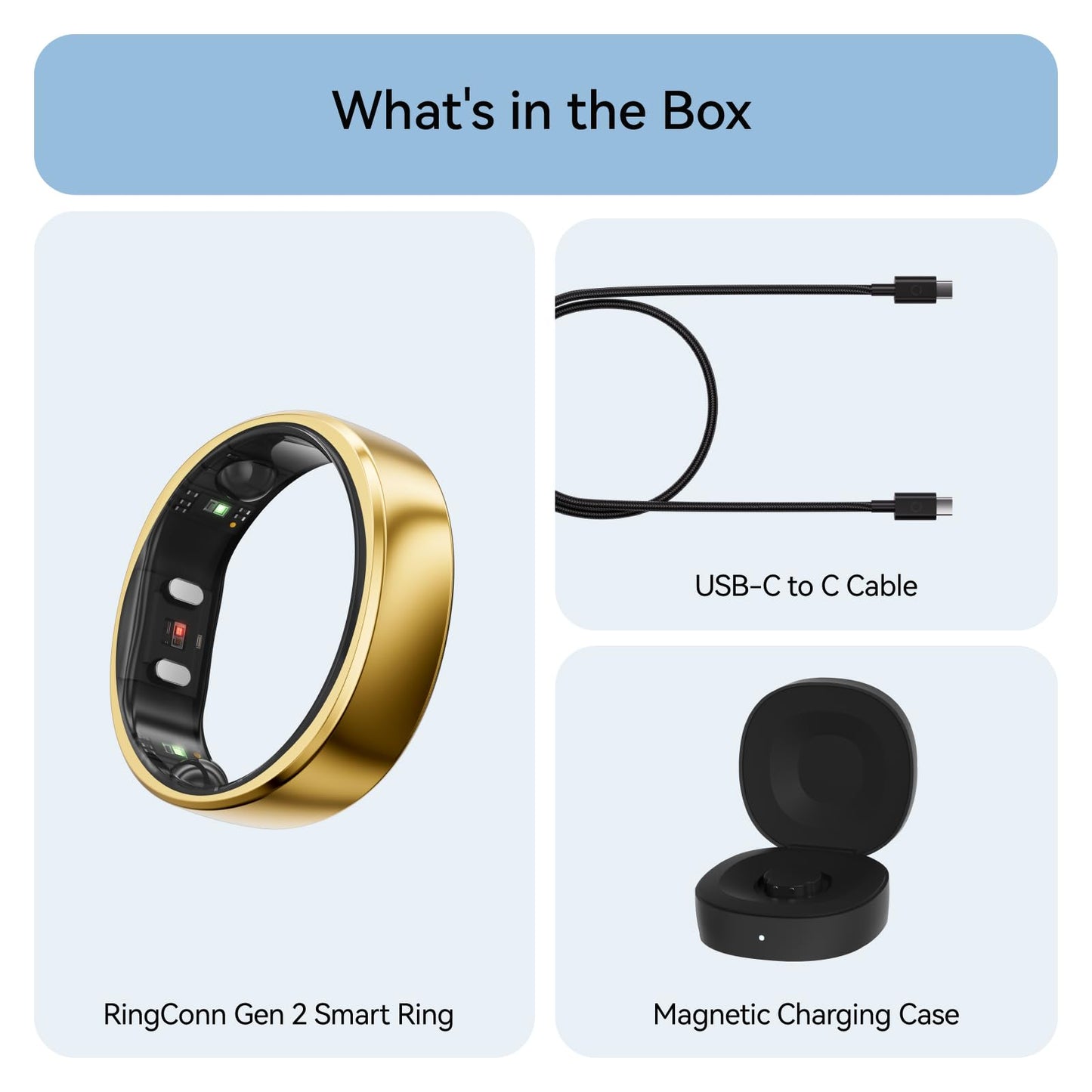 RingConn Gen 2, World’s First Smart Ring with Sleep Apnea Monitoring, No APP Subscription, 12-Day Battery Life, Stress/Heart Rate/Women's Health Tracker, Android & iOS Compatible (Gold, Size 10)