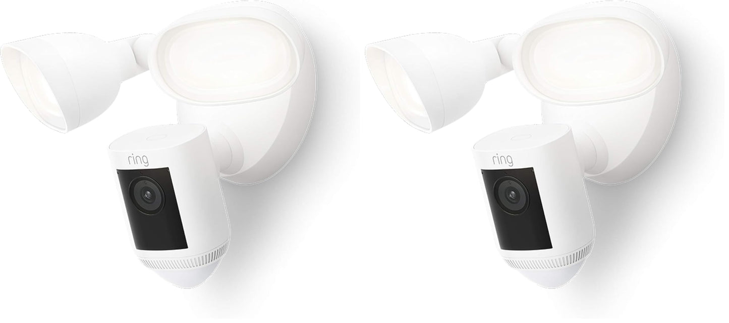 Ring Floodlight Cam Wired Pro with Bird’s Eye View and 3D Motion Detection, White