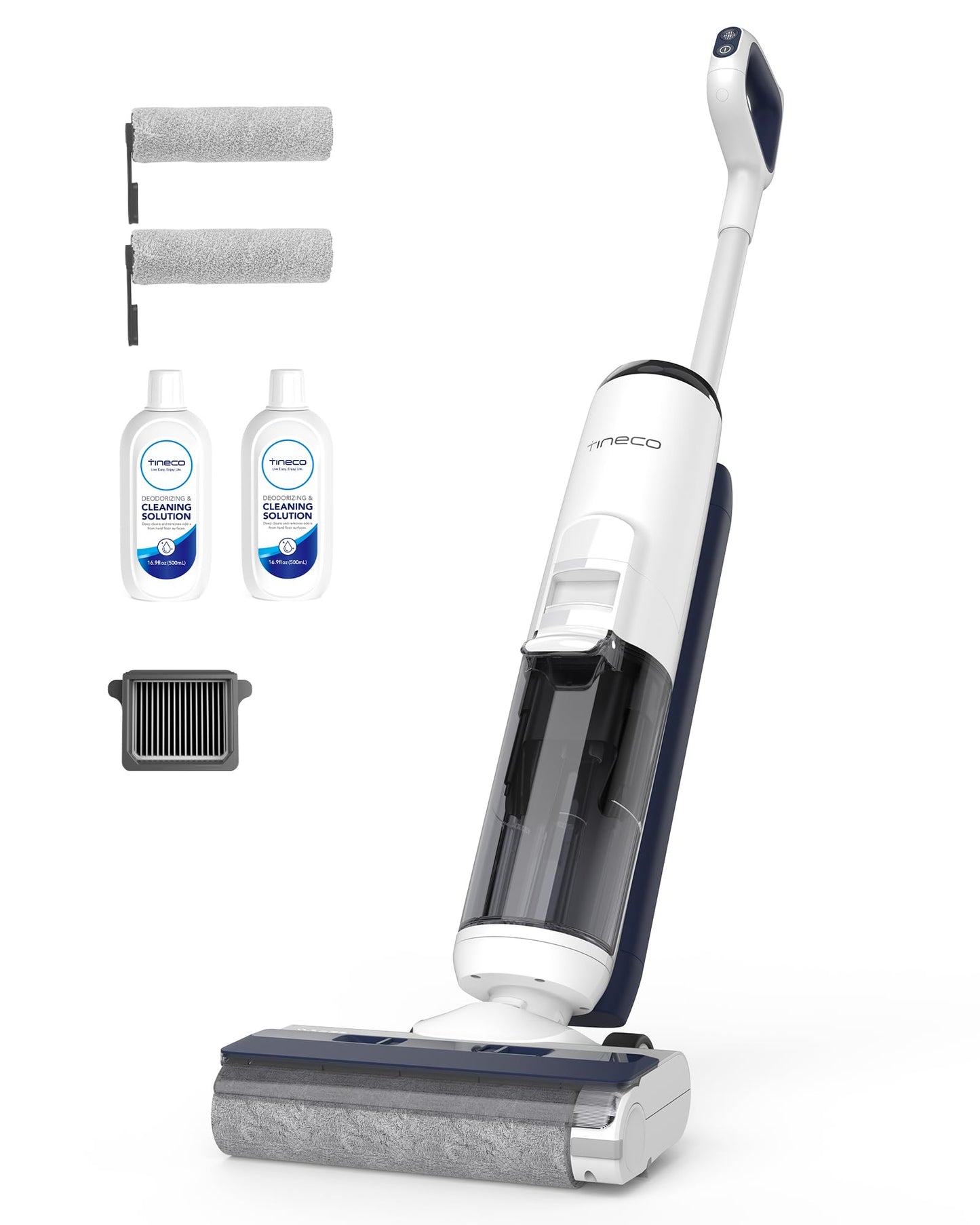 Tineco Floor ONE S5 Smart Cordless Wet Dry Vacuum Cleaner and Mop for Hard Floors, Digital Display, Long Run Time, Great for Sticky Messes and Pet Hair, Space-Saving Design, Blue