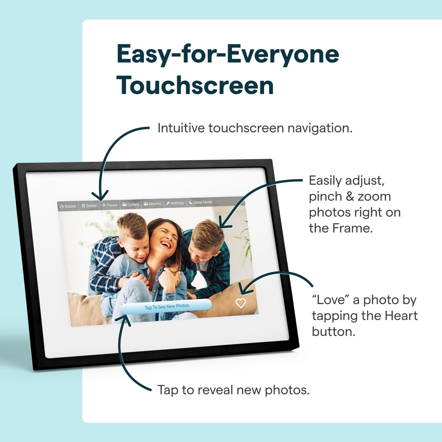 Skylight Frame – WiFi Digital Picture Frame Customer Support, Touch Screen Digital Photo Frame with Easy Setup, Photo Gifts for Parents and Grandparents - 10 Inch Black
