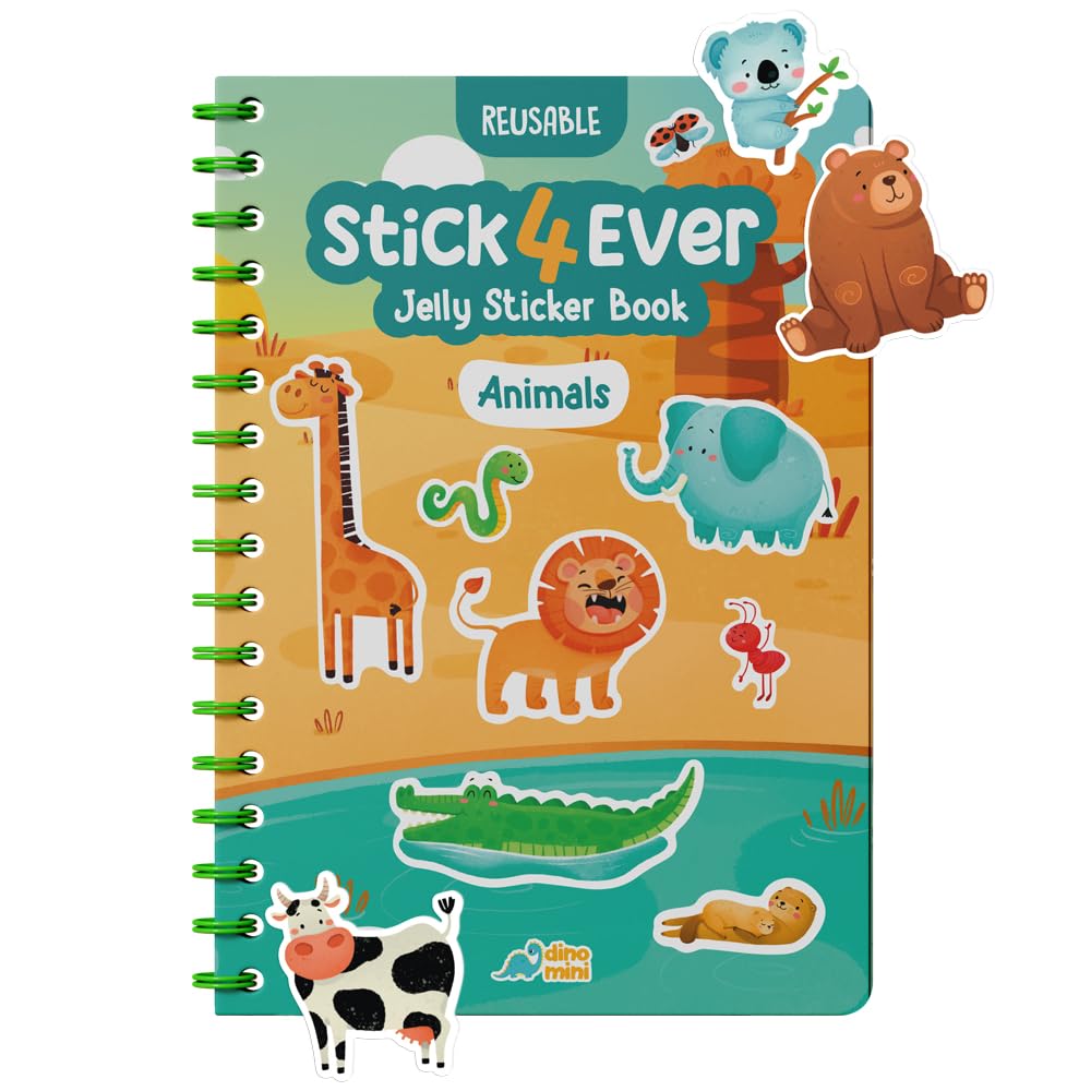 Stick4Ever Jelly Sticker Book - for Kids - Waterproof, Easy to Clean Reusable Sticker Book for Toddlers- Reusable Road Trip Activities for Kids - Stocking Stuffers for Toddlers (Forest)