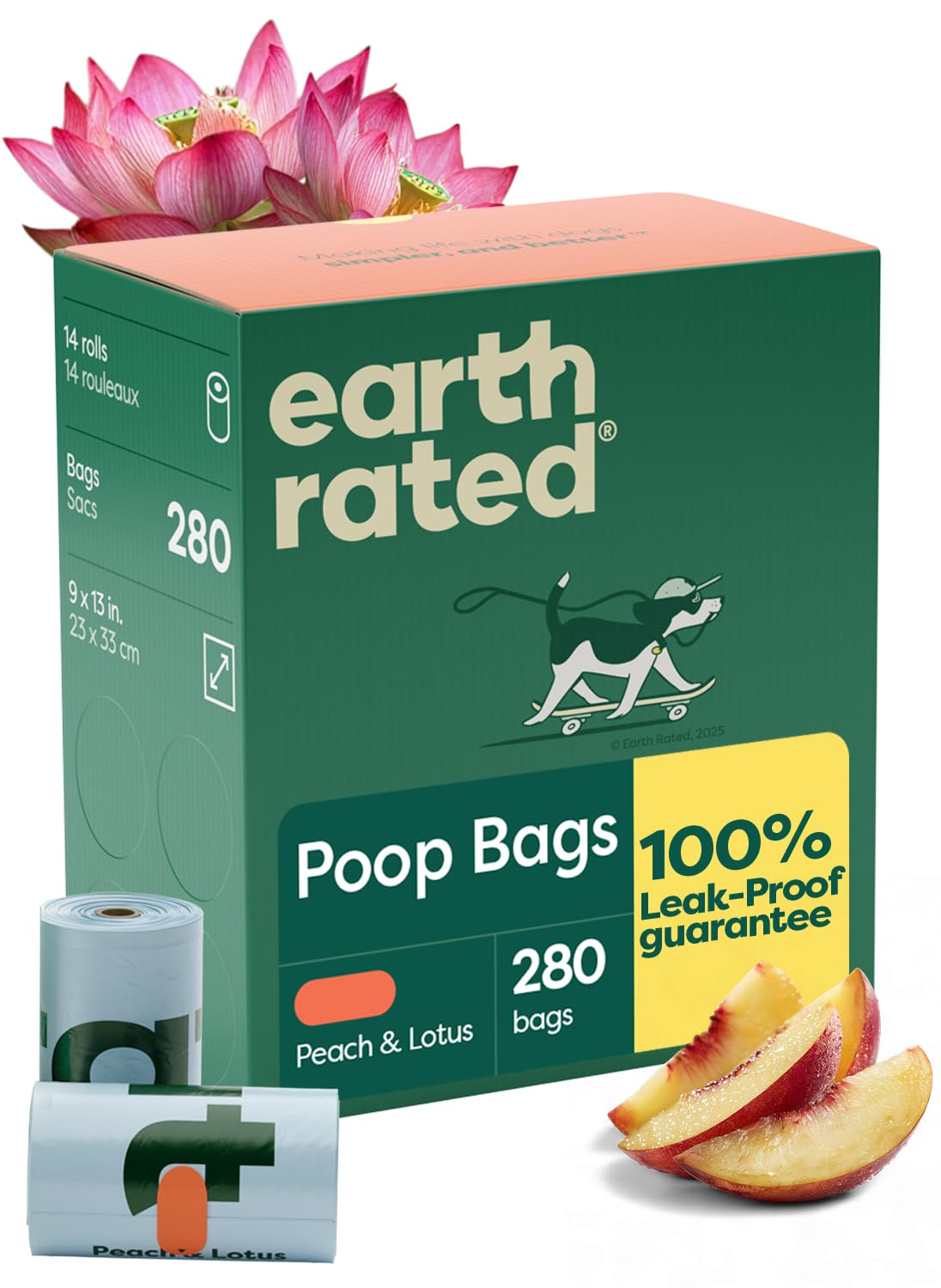 Earth Rated Poop Bags for Dogs, Guaranteed Leak Proof and Extra Thick Waste Bag Refill Rolls, Lavender Scented, 270 Bags