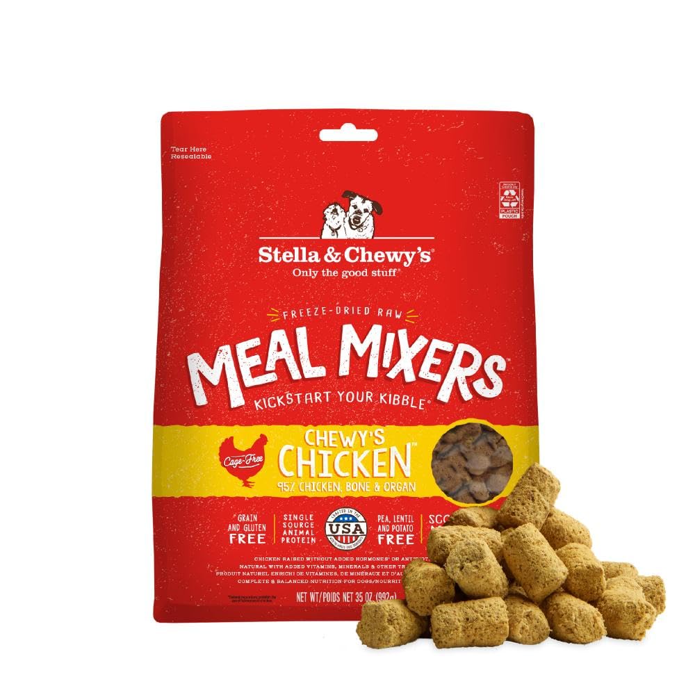Stella & Chewy's Freeze-Dried Raw Chicken Meal Mixers- Dog Food Topper and Mixer - Made with 95% Cage-Free Chicken, Organs & Bone - Perfect for Picky Eaters - Grain-Free - 3.5oz