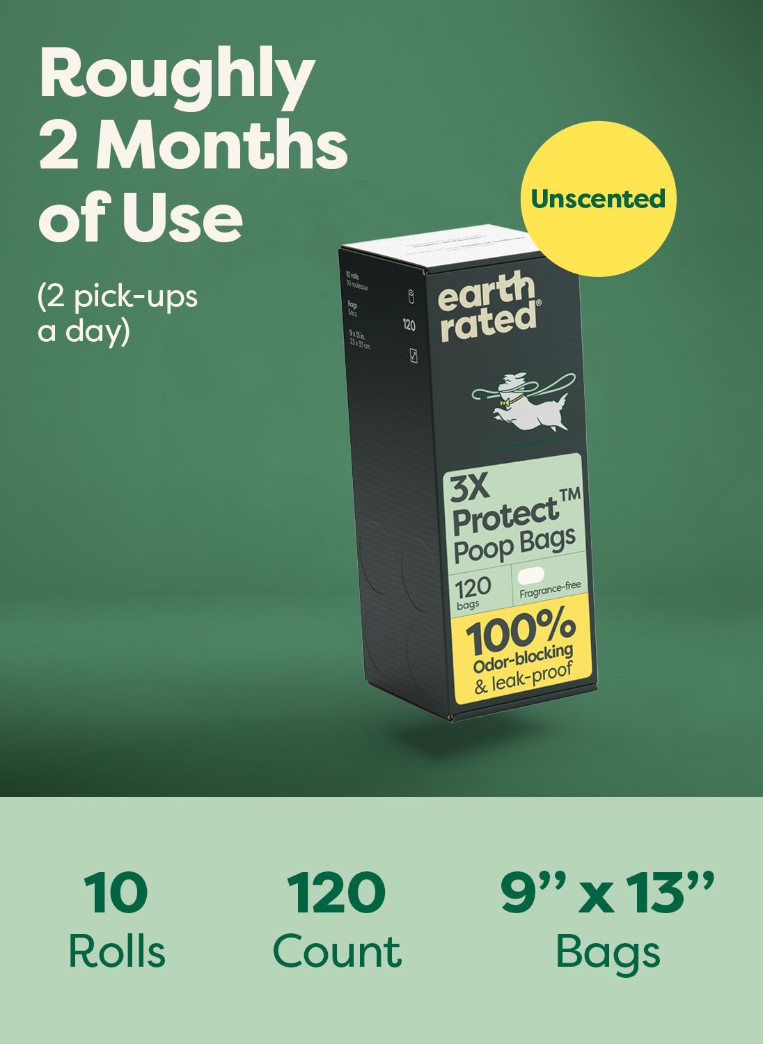 Earth Rated Poop Bags for Dogs, Guaranteed Leak Proof and Extra Thick Waste Bag Refill Rolls, Lavender Scented, 270 Bags