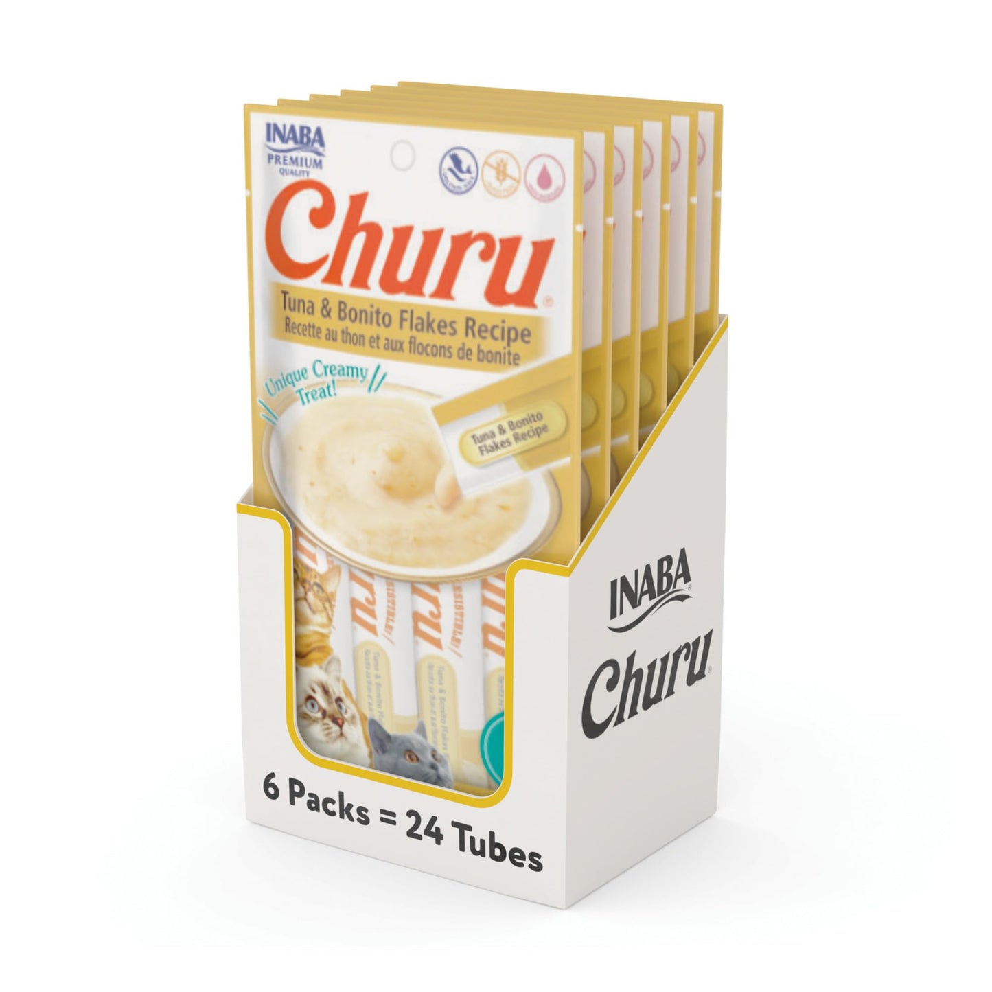 INABA Churu Cat Treats, Grain-Free, Lickable, Squeezable Creamy Purée Cat Treat/Topper, 60 Servings, Chicken Variety Box