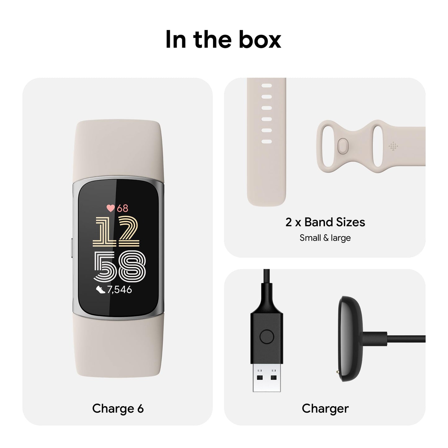 Fitbit Charge 6 Fitness Tracker with Google apps, Heart Rate on Exercise Equipment, 6-Months Premium Membership Included, GPS, Health Tools and More, Obsidian/Black, One Size (S & L Bands Included)