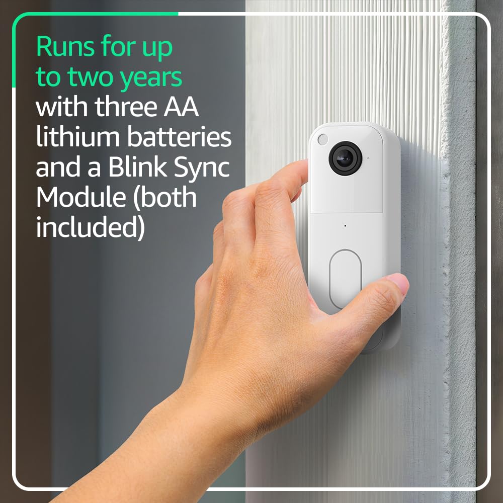 Blink Video Doorbell (newest model) – Head-to-toe HD view, two-year battery life, and simple setup. Sync Module Core included – System (Black)