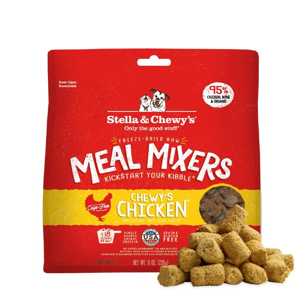 Stella & Chewy's Freeze-Dried Raw Chicken Meal Mixers- Dog Food Topper and Mixer - Made with 95% Cage-Free Chicken, Organs & Bone - Perfect for Picky Eaters - Grain-Free - 3.5oz
