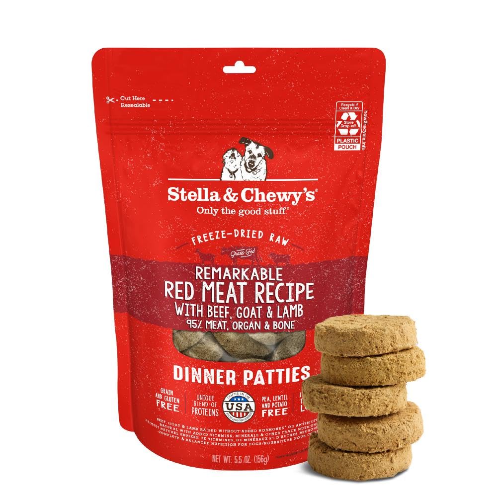 Stella & Chewy's Freeze-Dried Raw Dinner Patties - Dandy Lamb Recipe - High Protein Grain-Free Puppy & Dog Food - Perfect For Picky Eaters - 5.5 oz