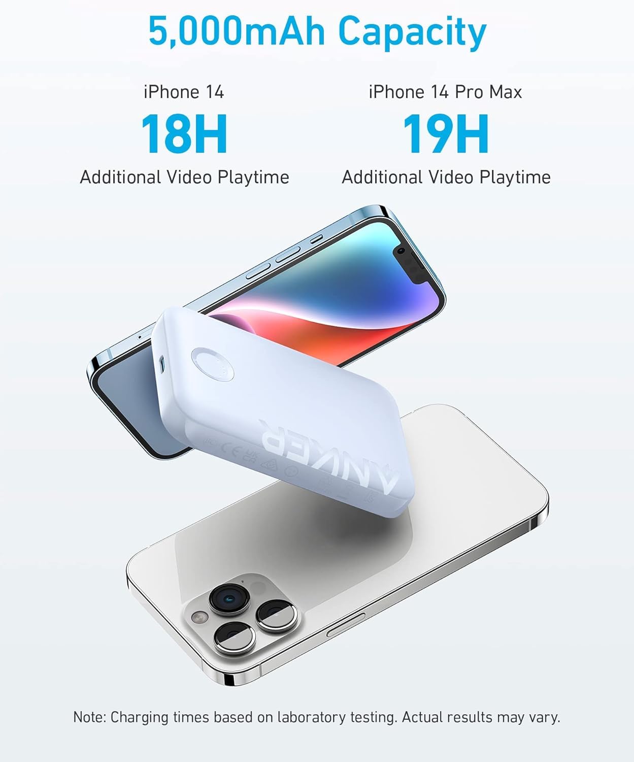 Anker 321 MagGo Battery (PowerCore Magnetic 5K), 5,000mAh Magnetic Wireless Portable Charger, Compatible with iPhone 15/15 Plus/15 Pro/15 Pro Max, iPhone 14/13/12 Series（Black）