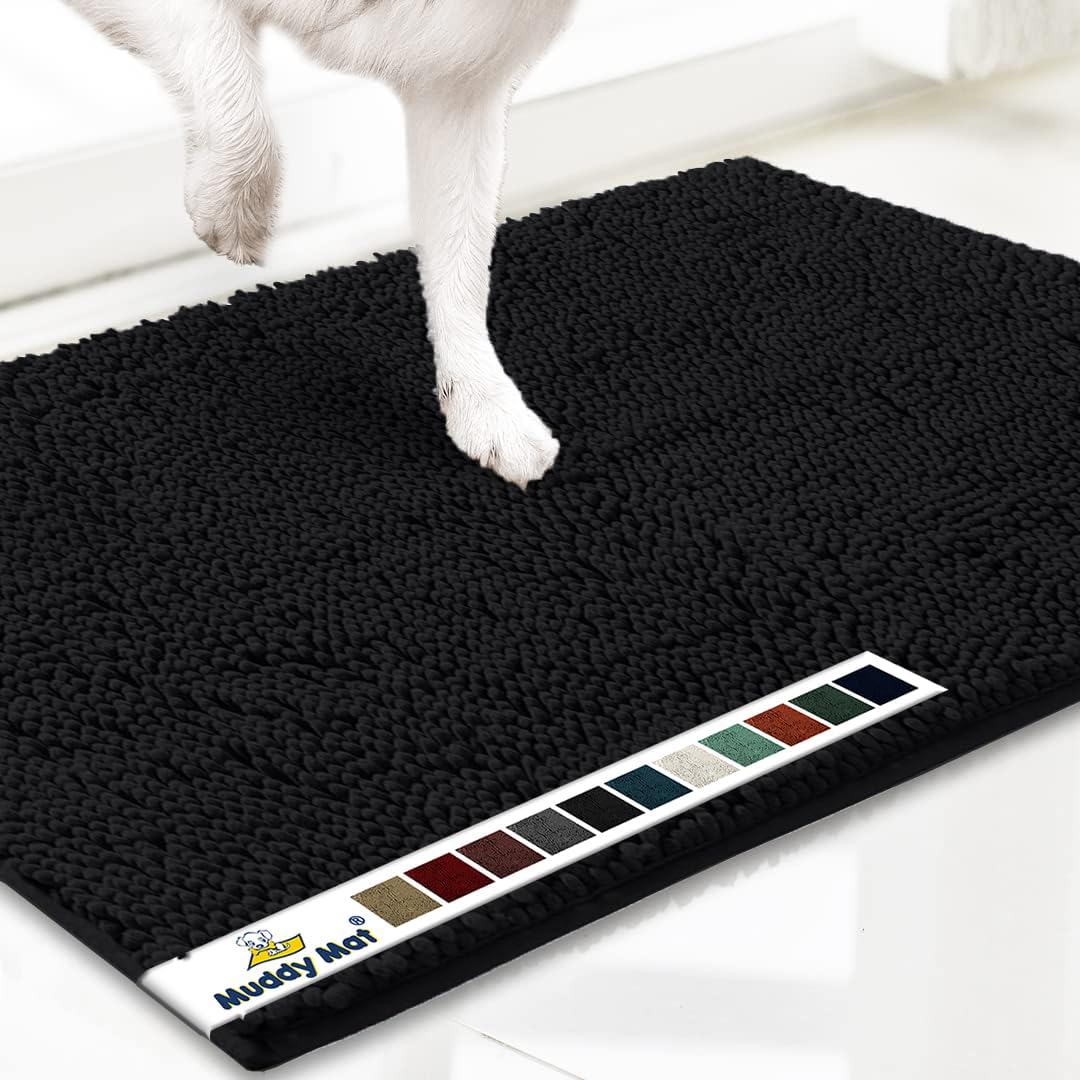 Muddy Mat® Shown on TV Super Absorbent Microfiber Dog Door Mat for Muddy Paws, Non-Slip Washable Pet Rug, Quick Dry Chenille Entryway Carpet, Machine Washable Indoor Outdoor mat, Grey 30"x19"