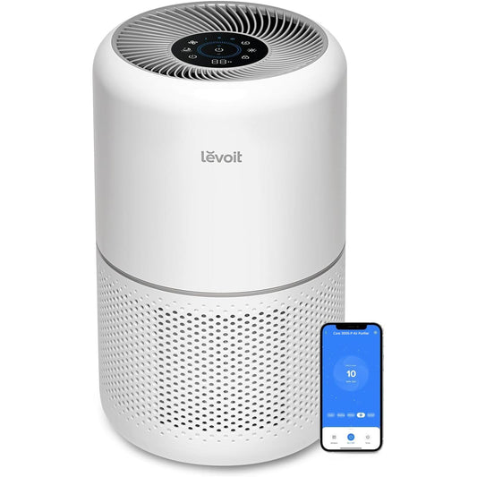 LEVOIT Air Purifier for Home Allergies Pet Hair in Bedroom, Covers Up to 1073 ft² by 56W High Torque Motor, AHAM VERIFIDE, 3-in-1 Filter with HEPA Sleep Mode, Remove Dust Smoke Odor, Core300-P, White