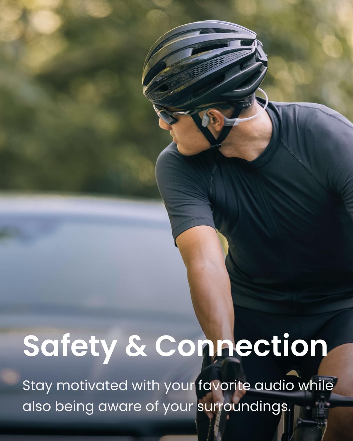 SHOKZ OpenRun Bone Conduction Headphones,Open-Ear Bluetooth Wireless Sport Headphones for Running & Workout,Sweat Resistant, Long 8H Playtime,Mic,Hair Band-Standard-Black