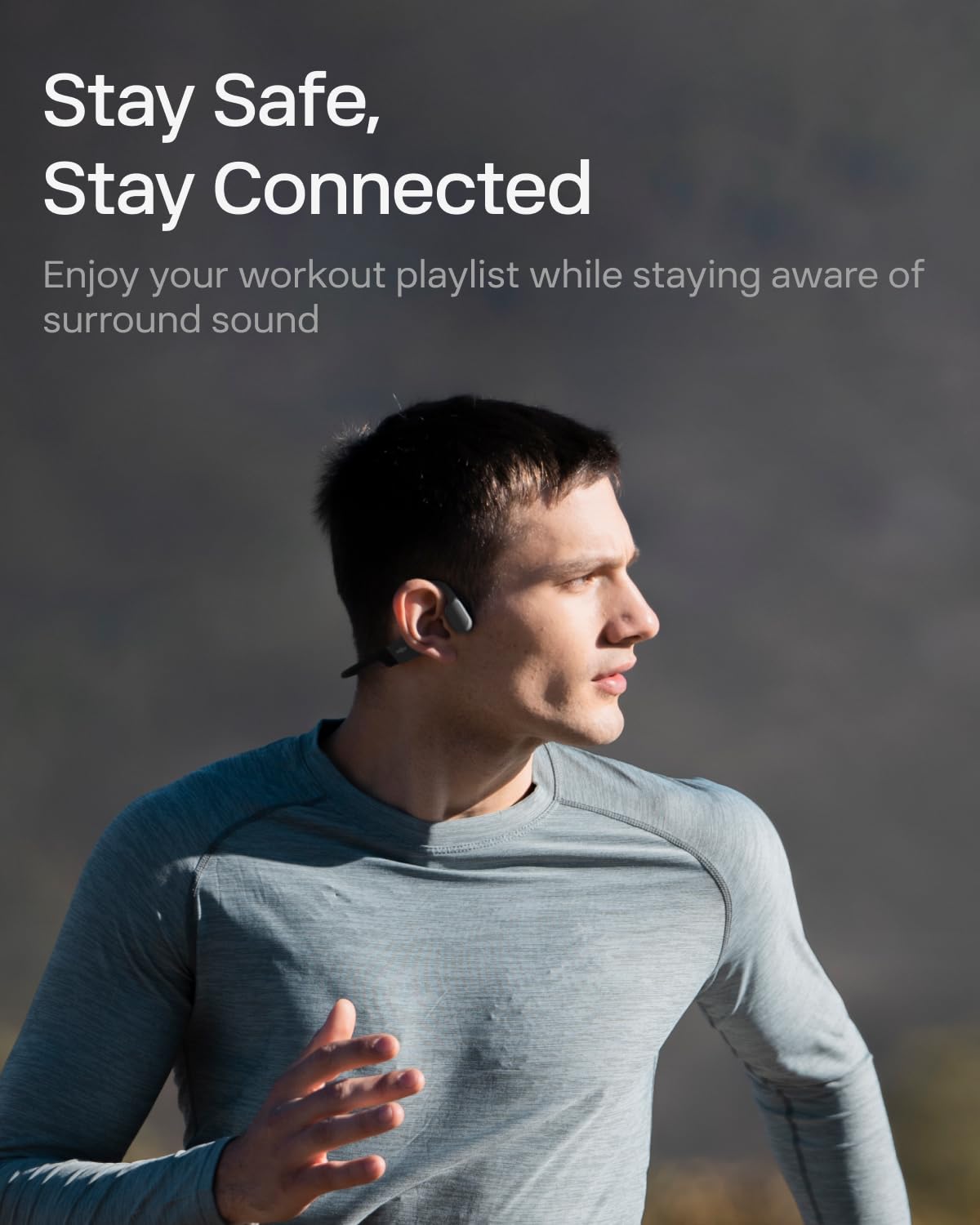 SHOKZ OpenRun Bone Conduction Headphones,Open-Ear Bluetooth Wireless Sport Headphones for Running & Workout,Sweat Resistant, Long 8H Playtime,Mic,Hair Band-Standard-Black