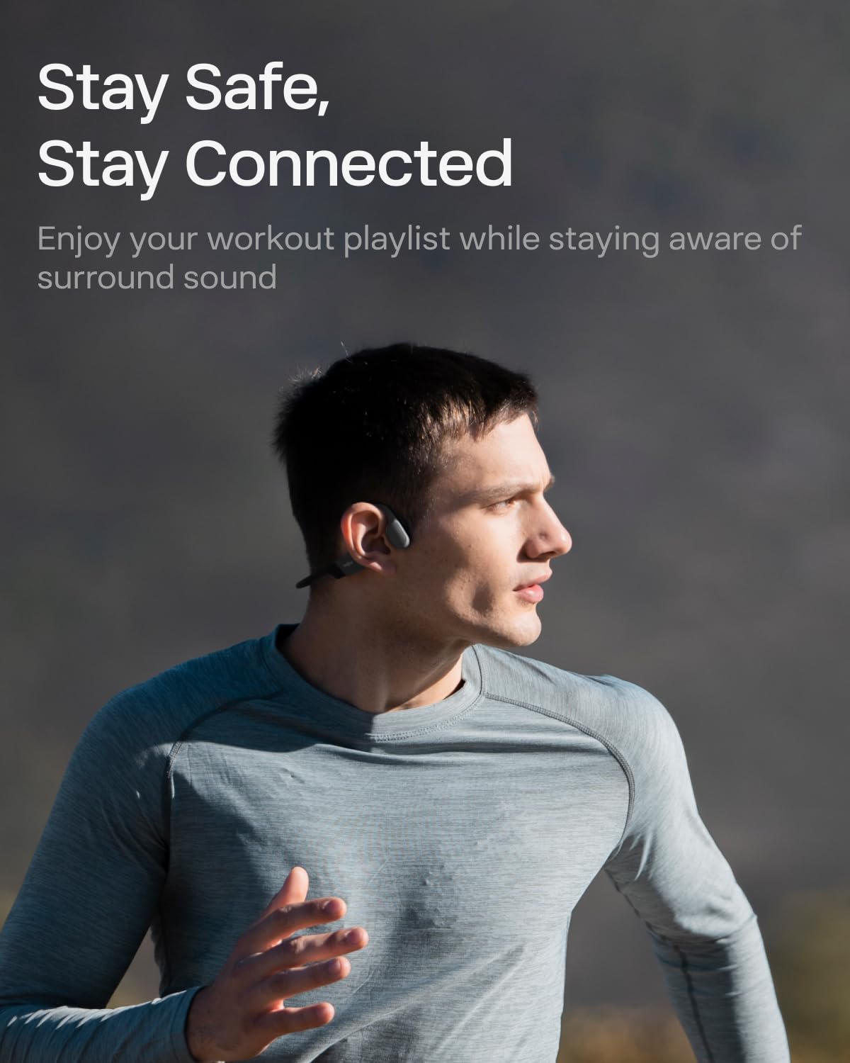 SHOKZ OpenRun Bone Conduction Headphones,Open-Ear Bluetooth Wireless Sport Headphones for Running & Workout,Sweat Resistant, Long 8H Playtime,Mic,Hair Band-Standard-Black