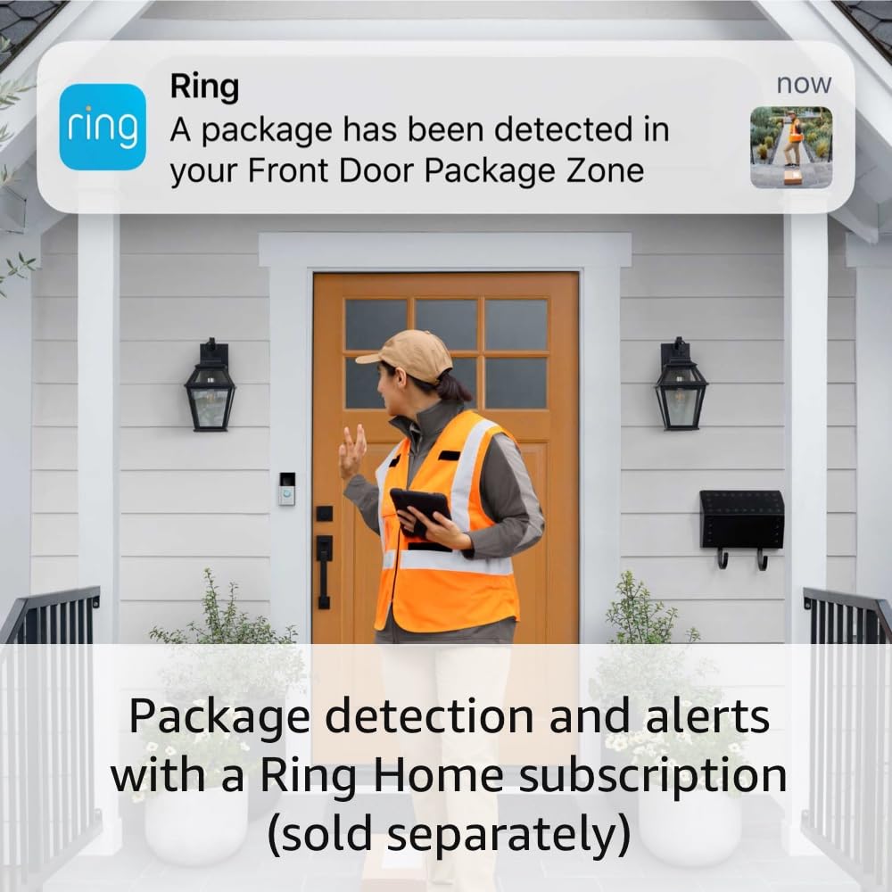 Ring Battery Doorbell | Home or business security with Head-to-Toe Video, Live View with Two-Way Talk, and Motion Detection & Alerts, Satin Nickel