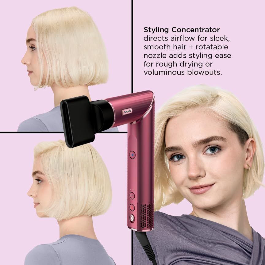 Shark FlexStyle Air Styling & Drying System, Powerful Hair Dryer Brush & Multi-Styler with Auto-Wrap Curlers, Diffuser, Paddle Brush, Round Brush, Concentrator Attachment, Black Cherry, HD457CR