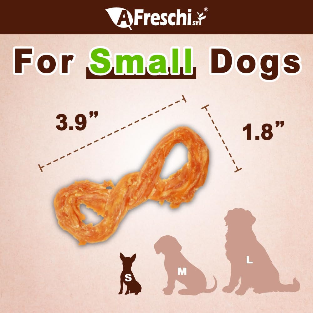 AFreschi Turkey Tendons for Dogs, USA-Sourced, Healthy Dog Treats, Rawhide-Free Puppy Chews, Long Lasting, All Natural, Hypoallergenic Dog Treats for Small Breeds, 3 oz Pack Strips