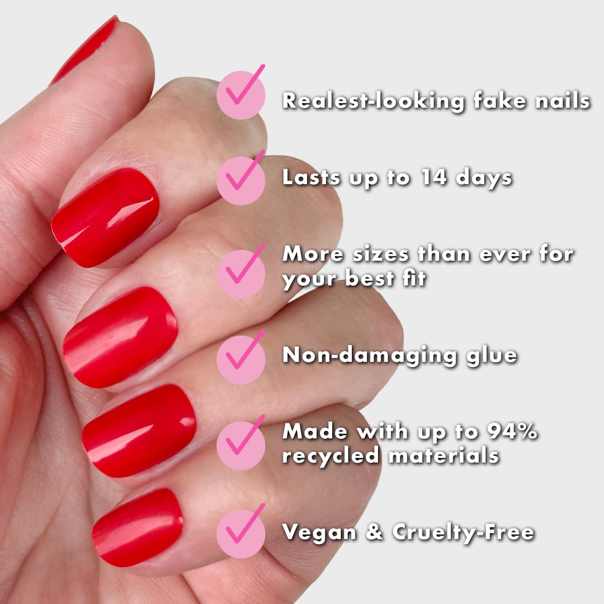 Olive & June Instant Mani Press On Nails (Glue) | 42 Fake Nails, 21 Sizes | Non-Toxic, Long-Lasting | Recycled Materials | Realistic Look