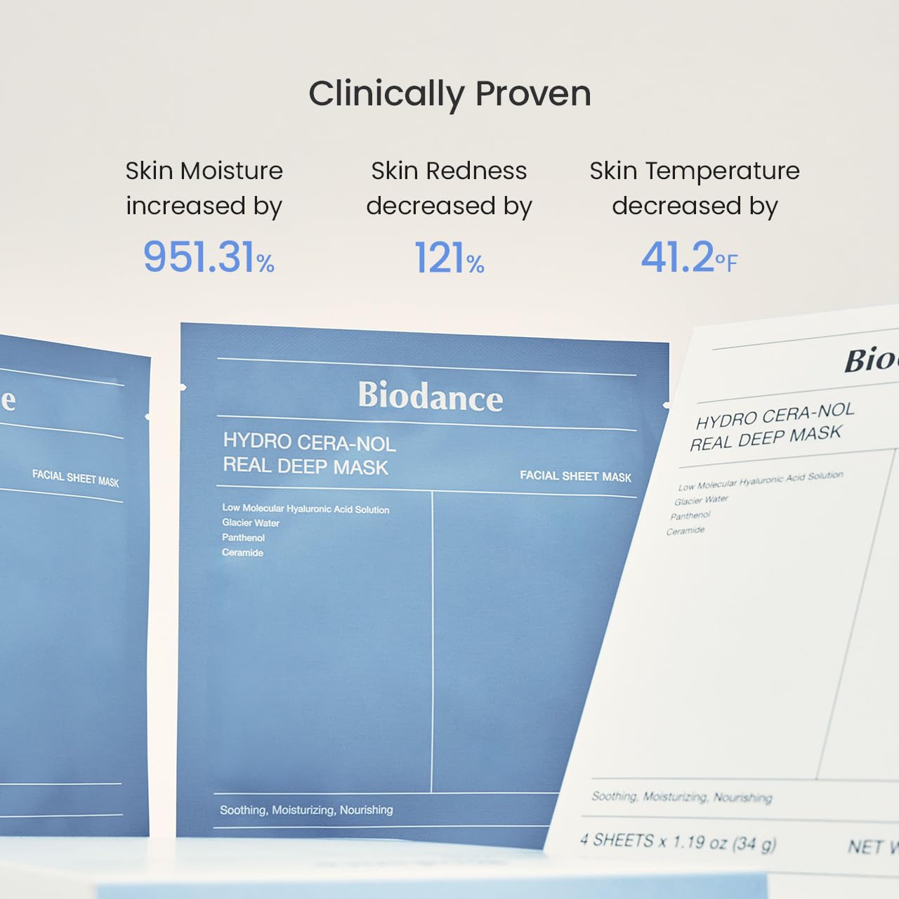 BIODANCE Bio-Collagen Real Deep Mask, Hydrating Overnight Hydrogel Mask, Pore Minimizing, Elasticity, Plumping Improvement, Korean Skincare, Stocking Stuffers for Teen Girls | 1.19oz(34g) x 4ea