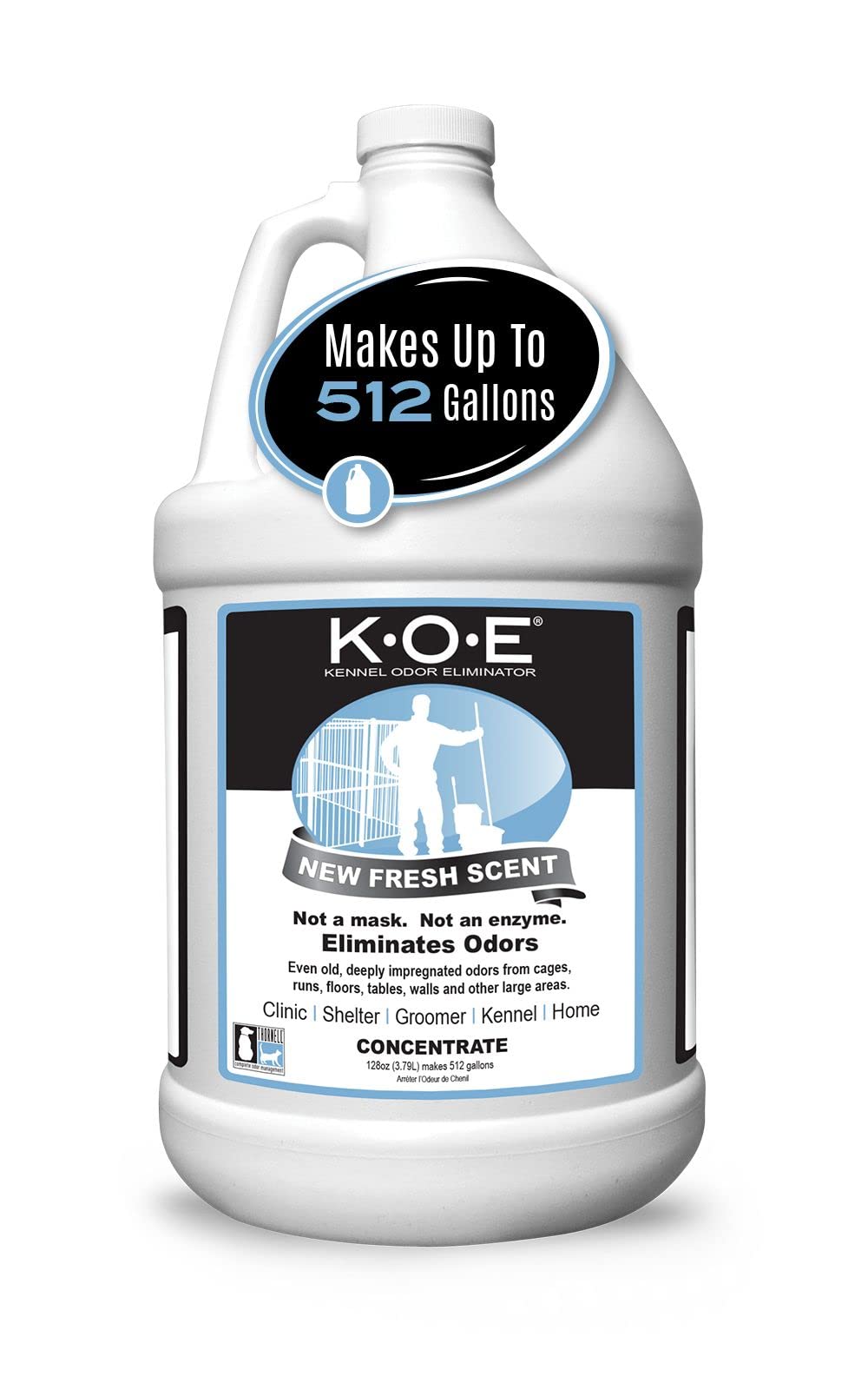Odorcide K.O.E Kennel Odor Eliminator Concentrate – For Cages, Runs & More – For Home & Kennel w/Safe, Non-Enzymatic Formula (Fresh Scent, 16 oz)