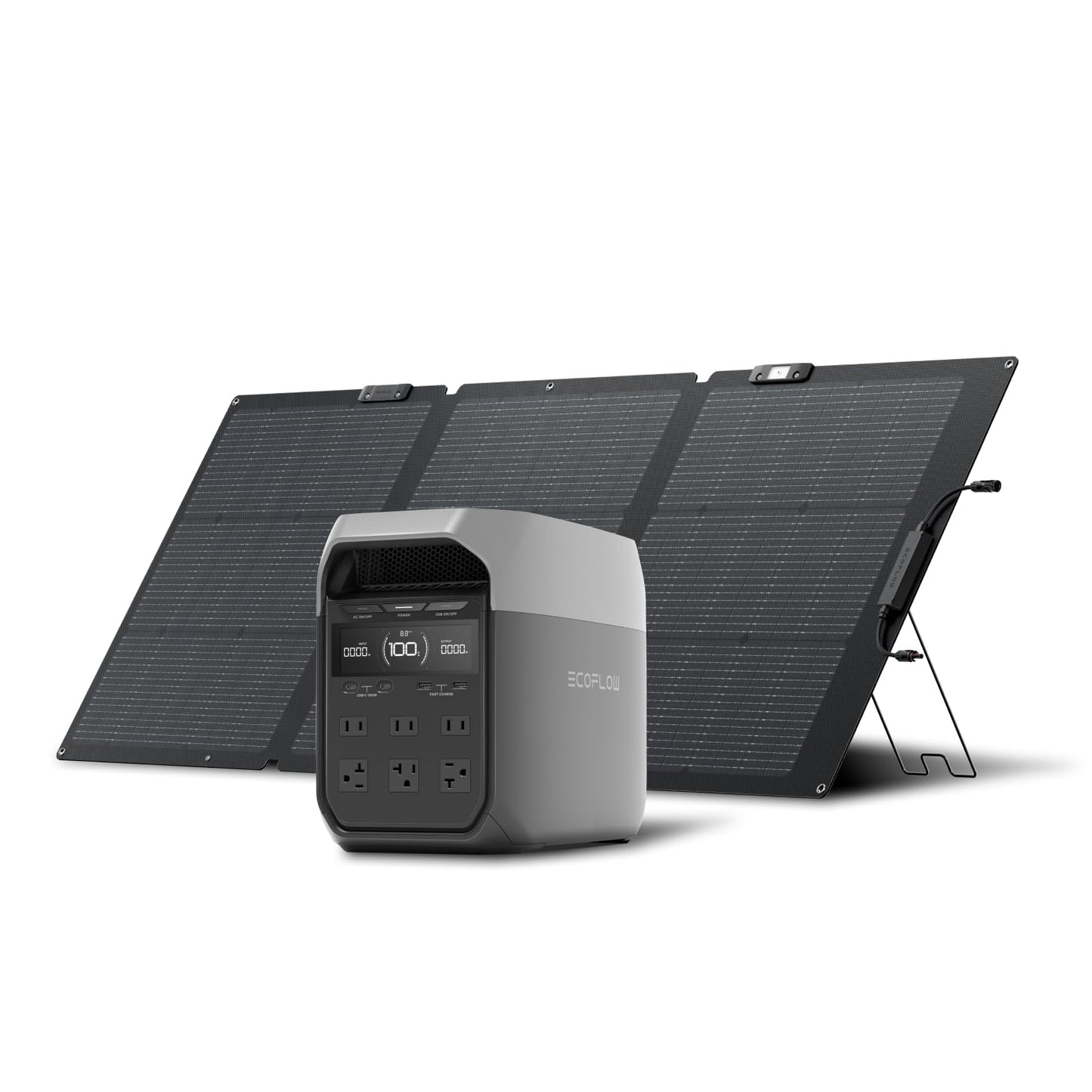 EF ECOFLOW Portable Power Station DELTA 2, 1024Wh LiFePO4 (LFP) Battery, 1800W AC/100W USB-C Output, Solar Generator(Solar Panel Optional) for Home Backup Power, Camping & RVs