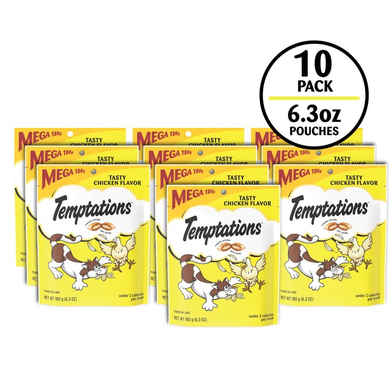 Temptations Classic Crunchy and Soft Cat Treats Tasty Chicken Flavor, 30 oz. Tub