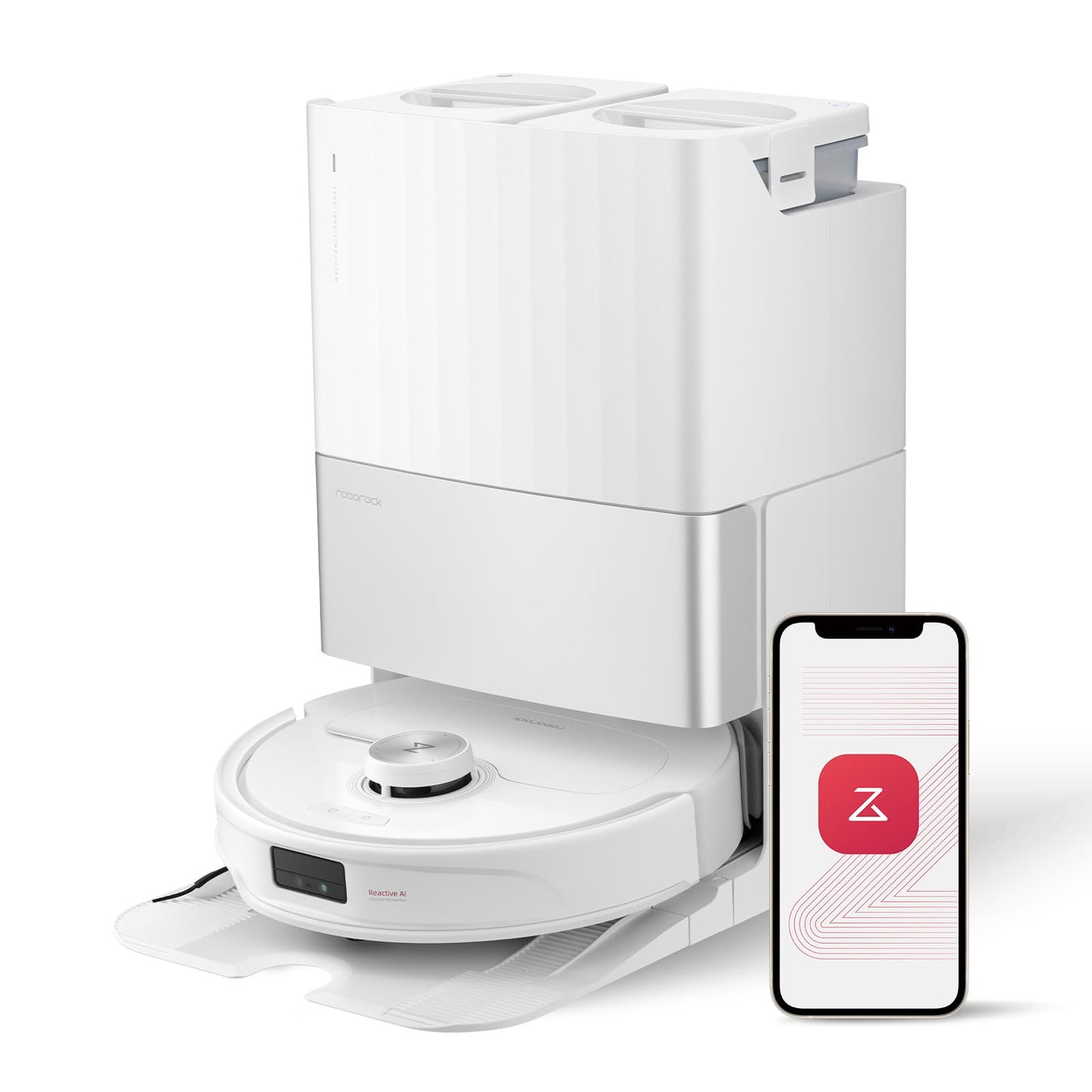 Roborock Qrevo Edge S5A Robot Vacuum and Mop, 18,500Pa, Zero-Tangling, DuoDivide Main Brush, FlexiArm Side Brush, Hot Water Mop Washing & Self-Cleaning, Warm Air Drying, Self-Emptying, Black