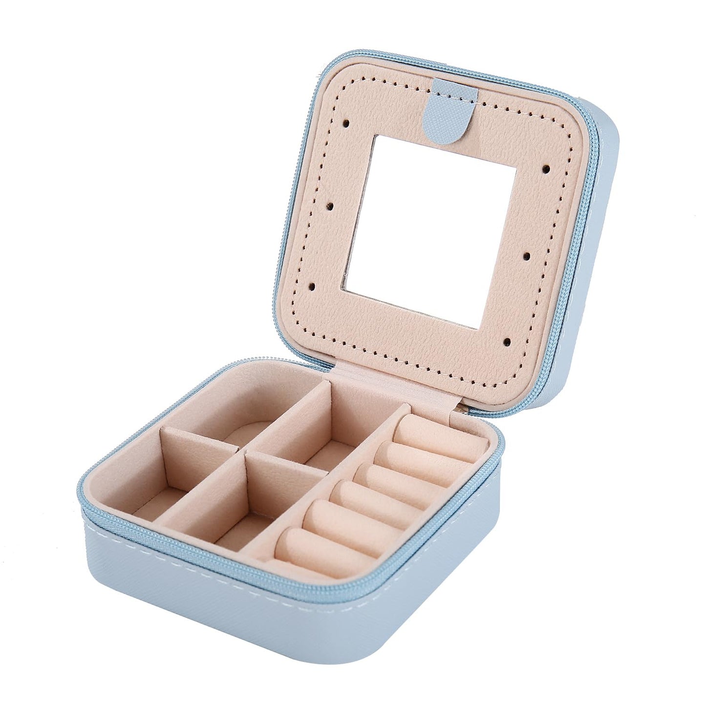 KElofoN Travel jewelry case Travel jewelry box Travel Jewelry Organizer Small box Gift for Girls Women with Mirror(Green)