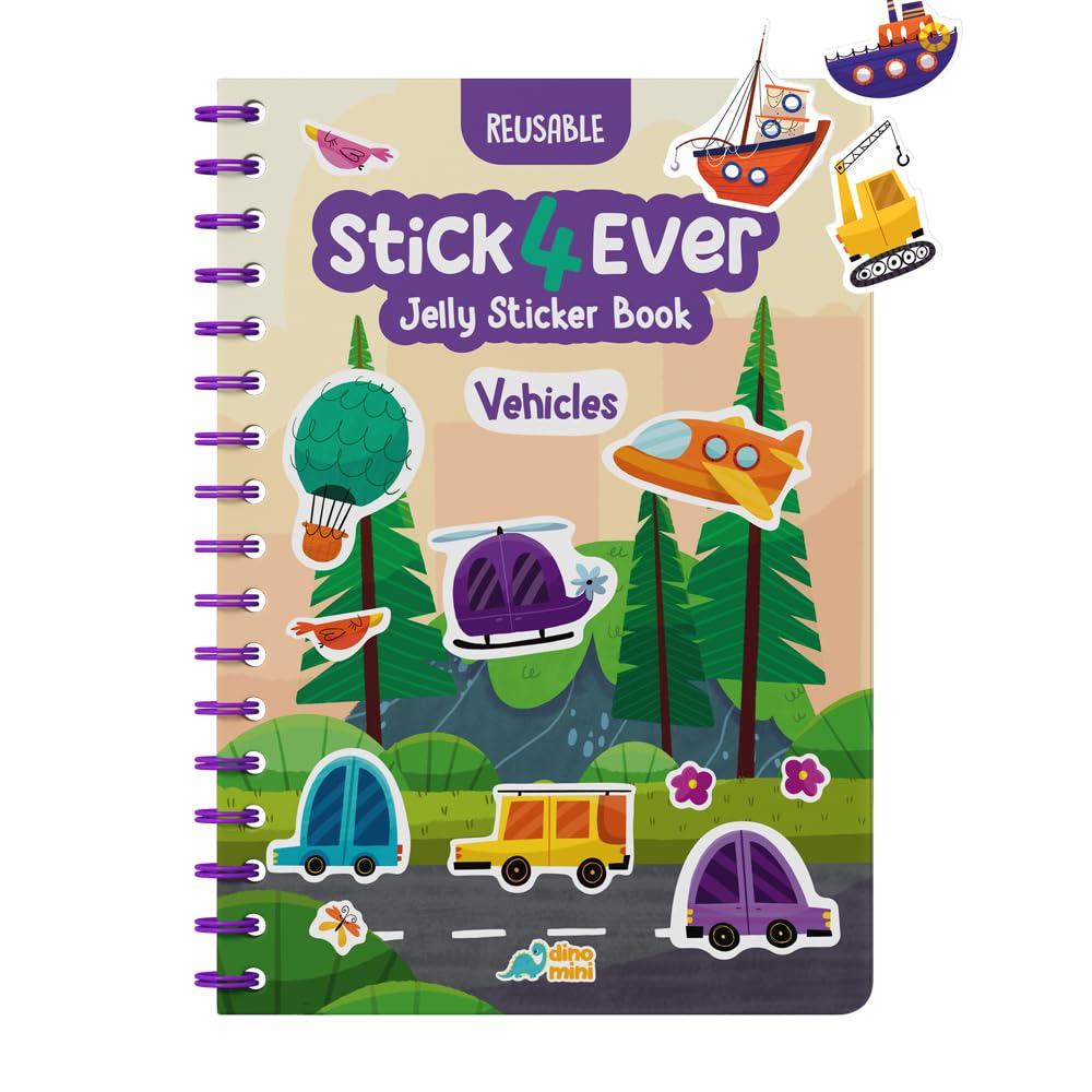 Stick4Ever Jelly Sticker Book - for Kids - Waterproof, Easy to Clean Reusable Sticker Book for Toddlers- Reusable Road Trip Activities for Kids - Stocking Stuffers for Toddlers (Forest)