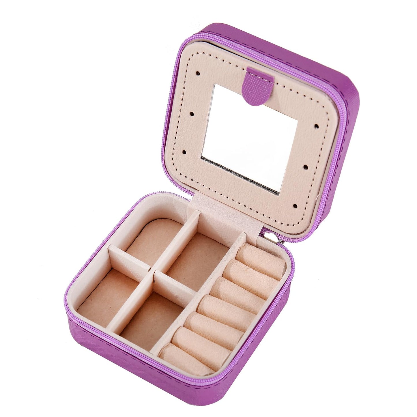 KElofoN Travel jewelry case Travel jewelry box Travel Jewelry Organizer Small box Gift for Girls Women with Mirror(Green)