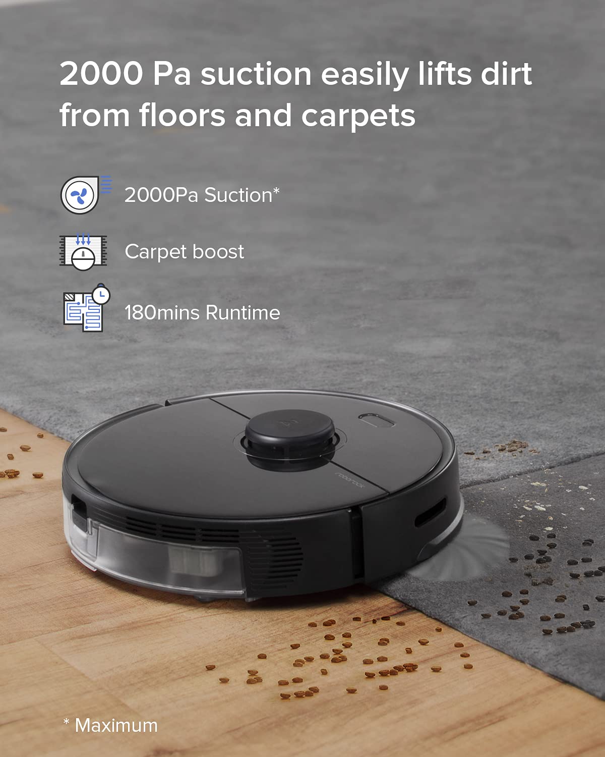 roborock Q7 M5+ Robot Vacuum and Mop, Upgraded from Q5 Max+, Up to 7-9 Weeks Self-Empty, 10000Pa Suction, Dual Anti-Tangle System for Pet Hair & Carpet, PreciSense LiDAR Navigation, App Control, Black