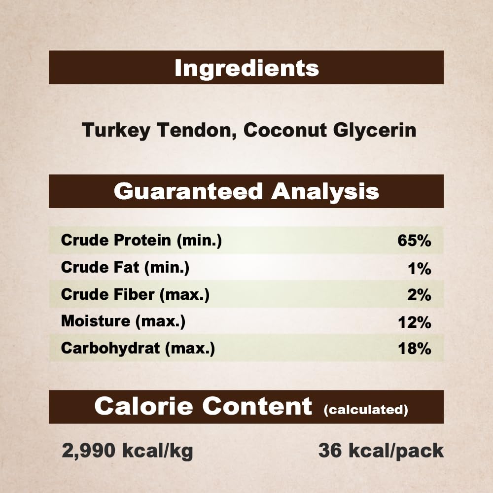 AFreschi Turkey Tendons for Dogs, USA-Sourced, Healthy Dog Treats, Rawhide-Free Puppy Chews, Long Lasting, All Natural, Hypoallergenic Dog Treats for Small Breeds, 3 oz Pack Strips