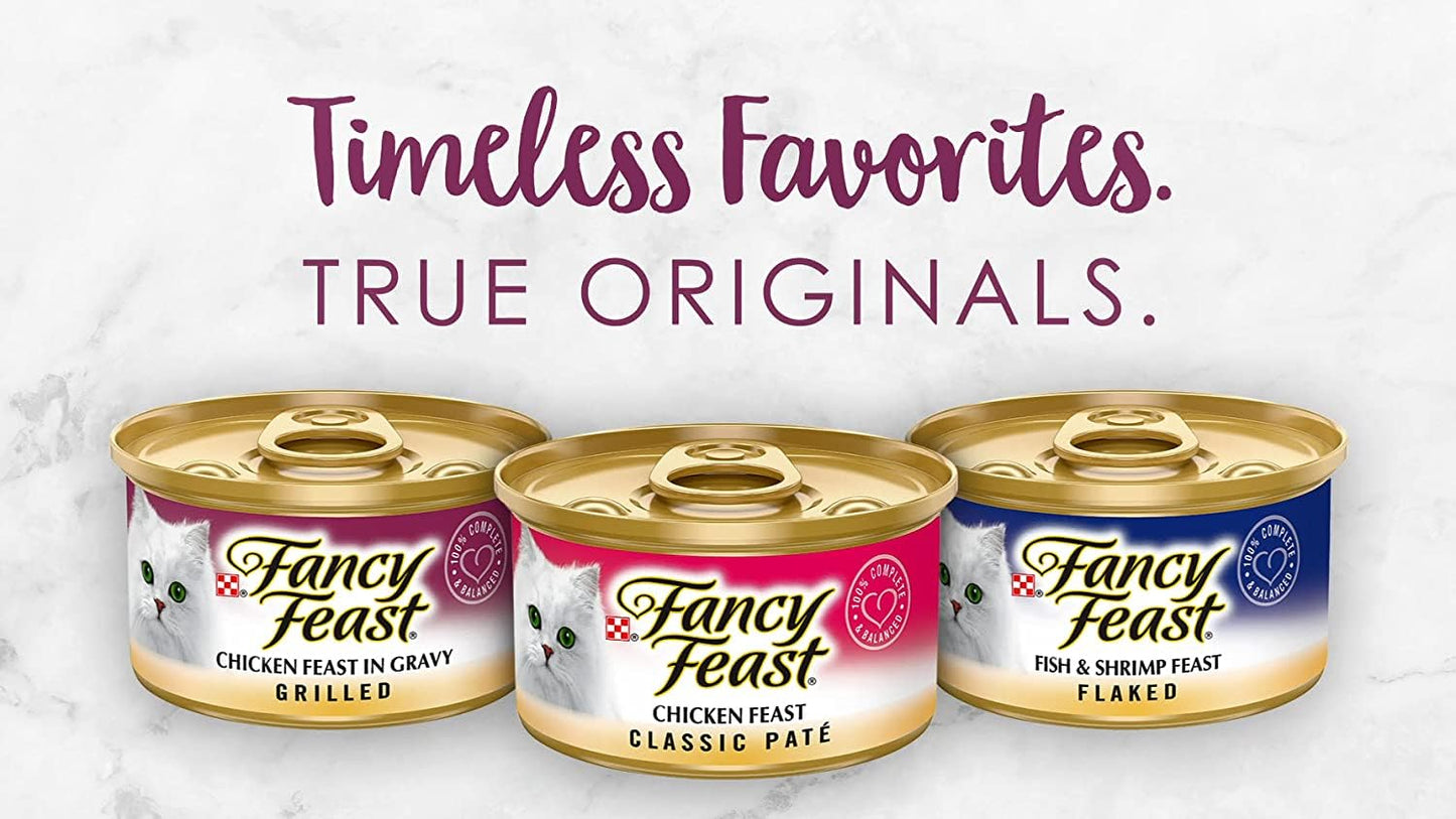 Fancy Feast Poultry and Beef Feast Classic Pate Collection Grain Free Wet Cat Food Variety Pack - (Pack of 30) 3 oz. Cans