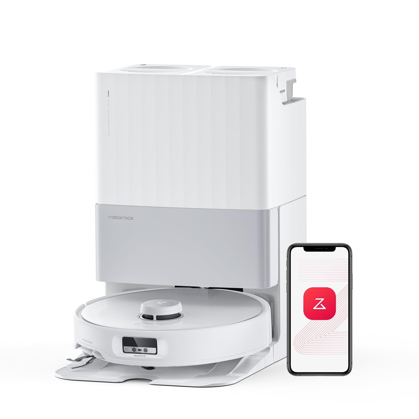 Roborock Qrevo Edge S5A Robot Vacuum and Mop, 18,500Pa, Zero-Tangling, DuoDivide Main Brush, FlexiArm Side Brush, Hot Water Mop Washing & Self-Cleaning, Warm Air Drying, Self-Emptying, Black