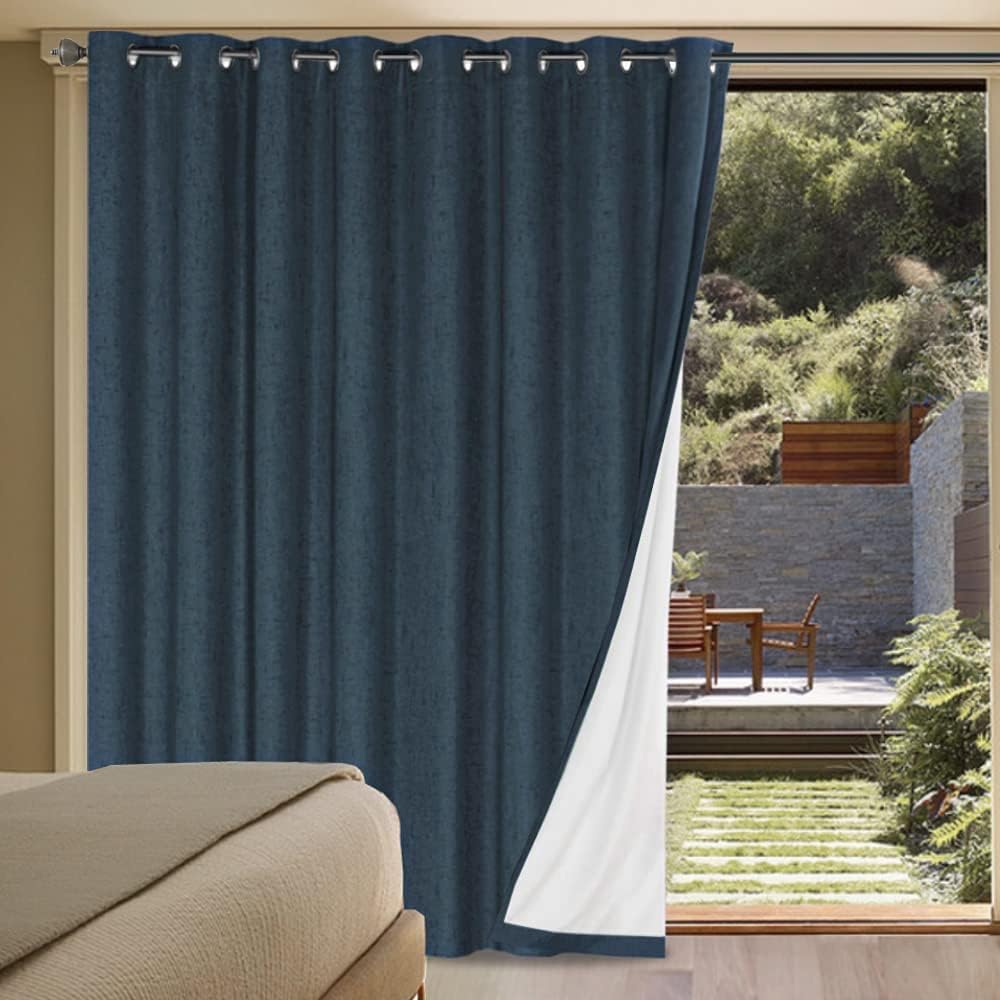 H.VERSAILTEXLinen-Polyester Curtains 100%Blackout Curtains for Bedroom 96"Long Full Light Blocking Nature Linen-Polyester Blended Window Curtains for LivingRoomNickel Grommet(2Panels,HeatheredNatural)